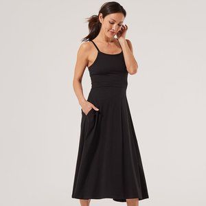 Pact Fit & Flare Strappy MIDI Dress, black, XS